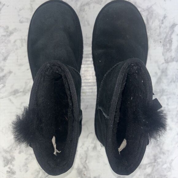 Koolaburra  by Ugg Black Victoria Mini Leather Bootie Boots Moccasin Size 7 - Picture 8 of 15